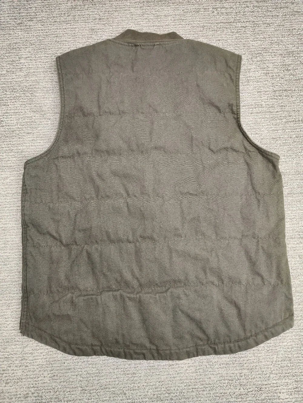 Wrangler Workwear Quilted Canvas Vest Mens Large Olive Green Full Zip Barn Chore